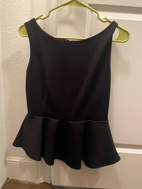 Bisou Bisou Black Peplum Tank Top